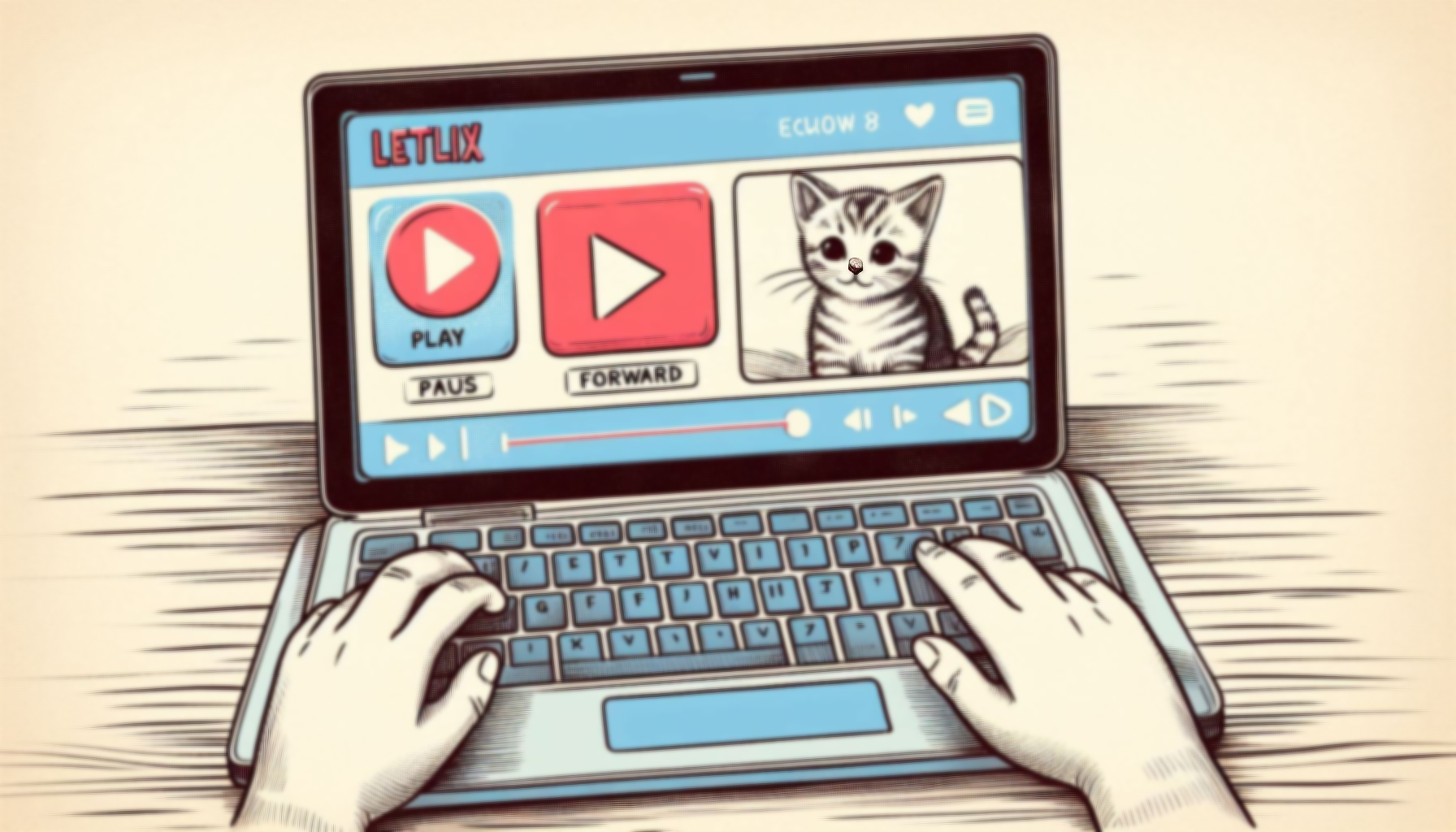 Depiction of a laptop steaming a video