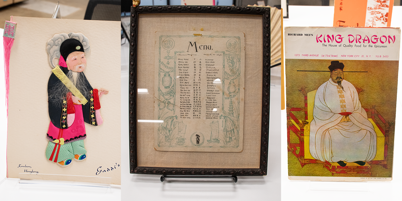 Three images of Chinese menus across time.