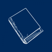 Book icon over blue background