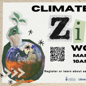 climate action workshop happening on March 19th, 2025 from 10 am to 12 pm at UTSC Library (room AC227)