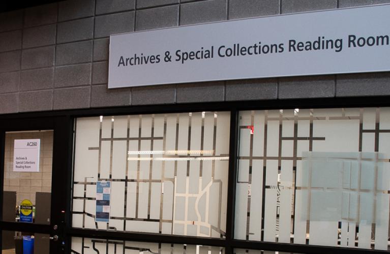 A cropped image of the top of the Archives and Special Collections Reading Room