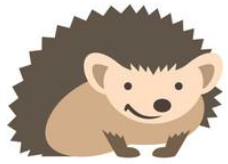 Cartoon drawing of hedgehog holding a pencil