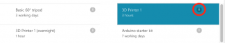 An image shows the interface of MS bookings with a red circle over the information icon.