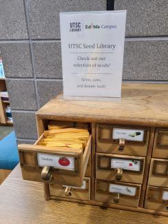 a card catalogue with labelled drawers for a variety of seed packages